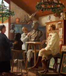 The Painter Krøyer Modeling in His Studio in Skagen